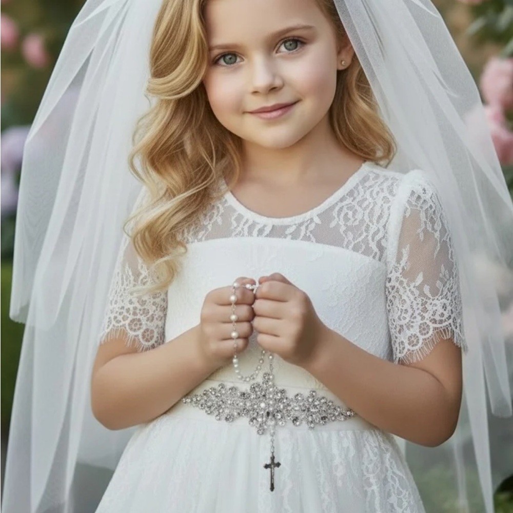 Girls White Veil Hair Accessory for Special Occasions - Brand